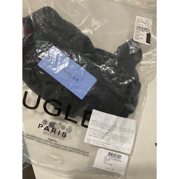 Mugler Mesh Bodycon Skirt in Black 34 New Cutout Midi Draped womens - Picture 9 of 16